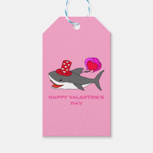 Étiquettes-cadeau Cute Valentine's Day Shark (Devant)