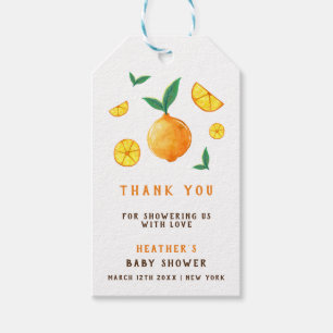 Étiquettes-cadeau Cute Watercor Citrus Orange Baby shower Merci
