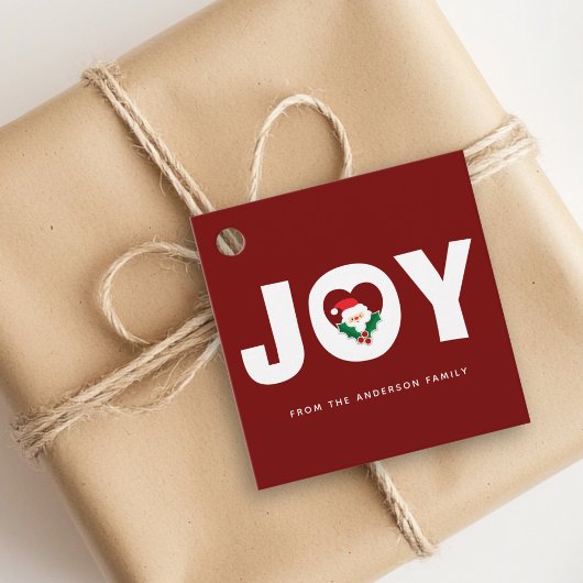 Étiquettes Cadeau Cute Whimsical Père Noël & Holly Berries Noël Joie