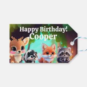Étiquettes-cadeau Cute Woodland amis renard skunk raccoon cerf