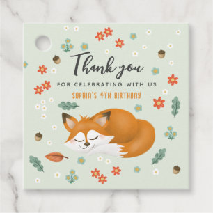 Étiquettes Cadeau Cute Woodland Fox Anniversaire de enfant Merci