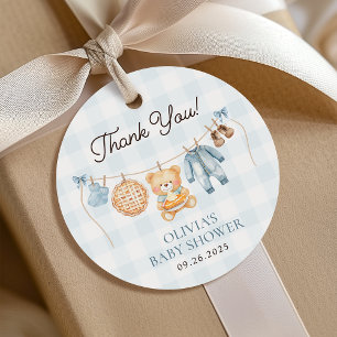 Étiquettes Cadeau Cutie Pie Blue Teddy Bear Baby shower garçon d'aut