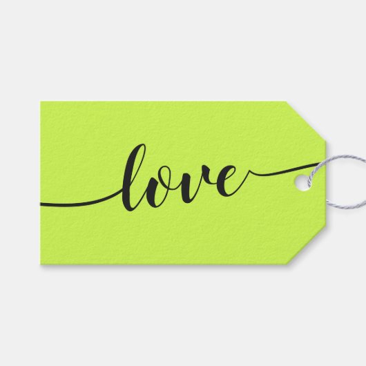 Étiquettes-cadeau Cyber Lime Jet Black Cheers Simple Love (Devant (Horizontal))