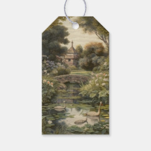 Étiquettes-cadeau Cygnes de jardin anglais vintage botanique