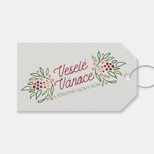 Étiquettes-cadeau Czech Language Merry Christmas & New Year (Devant (Horizontal))