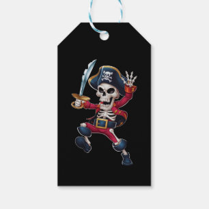 Étiquettes-cadeau Dabbing Skeleton Pirate Halloween Jolly roger pour