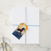 Étiquettes-cadeau Dachshund Beach Surf Peinture (Avec de laficelle)