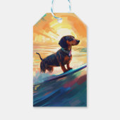 Étiquettes-cadeau Dachshund Beach Surf Peinture (Dos)