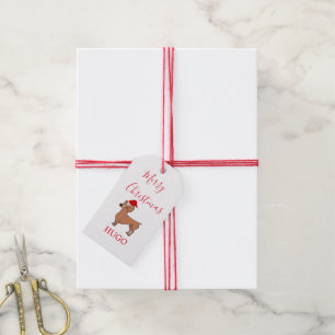Étiquettes-cadeau Dachshund Chien Santa hat Joyeux Noël personnel
