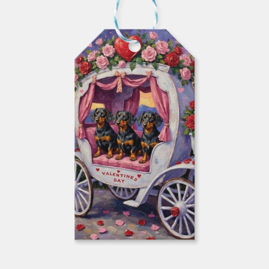 Étiquettes-cadeau Dachshund Dog Valentine's Day (Devant)