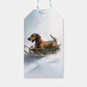 Étiquettes-cadeau Dachshund hiver neige de Noël (Dos)
