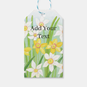 Étiquettes-cadeau Daffodiques à ressort blanc et jaune Personnalisée