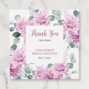 Étiquettes Cadeau Dahlia Pourpre Eucalyptus Botanique Baby Shower de