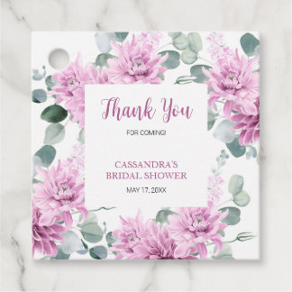Étiquettes Cadeau Dahlia Pourpre Eucalyptus Botanique Baby Shower de