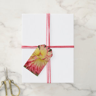 Étiquettes-cadeau Dahlia rose et jaune