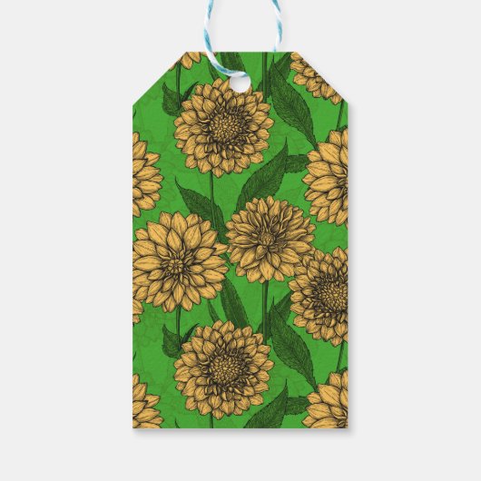 Étiquettes-cadeau Dahlias en jaune et vert (Dos)