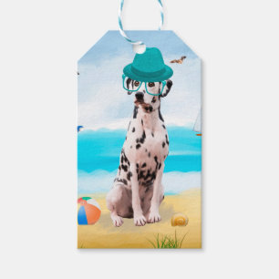 Étiquettes-cadeau Dalmatien sur la plage