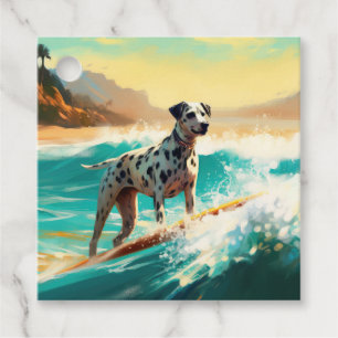 Étiquettes Cadeau Dalmation Plage Surf Peinture