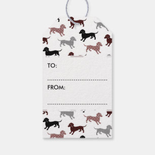 Étiquettes-cadeau Damask Dachshunds Motif de vacances