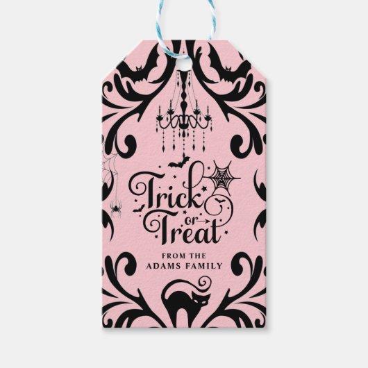 Étiquettes-cadeau Damask Glam Trick ou Treat Halloween (Devant)
