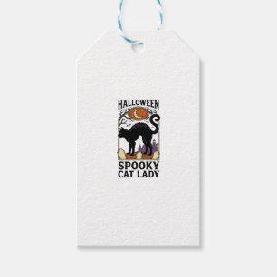 Étiquettes-cadeau Dame de chat d'Halloween Vintage T-shirt de chat n