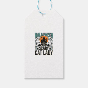 Étiquettes-cadeau Dame de chat Halloween Maison hantée effrayante Vi