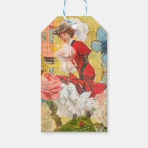 Étiquettes-cadeau Dame victorienne femme élégante riche illustration