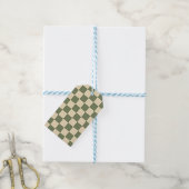 Étiquettes-cadeau Damier vert et beige clair (Avec de laficelle)