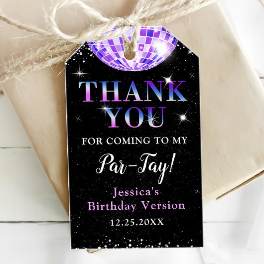 Étiquettes-cadeau Dans Mon Anniversaire Purple Disco Anniversaire