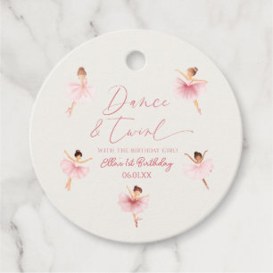 Étiquettes Cadeau Danse & Twirl Rose Ballerina Ballet Anniversaire