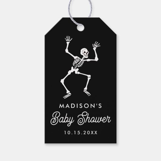 Étiquettes-cadeau Danser éffrayante Skeleton Baby shower Favoriser (Devant)