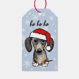 Étiquettes-cadeau Dappy Dachshund Père Noël Cute Wiener Chig Noël