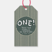 Étiquettes-cadeau Dark Green Stripes 1st Birthday (Dos)