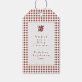 Étiquettes-cadeau Dark Red Gingham Plaid Custom Christmas (Dos)