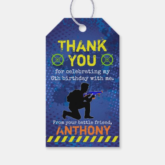 Étiquettes-cadeau Dart Wars Party Dart Gun Anniversaire (Devant)