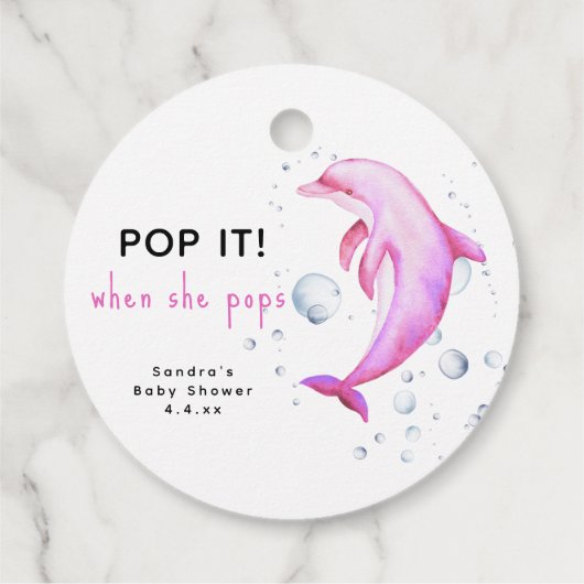 Étiquettes Cadeau Dauphin d'aquarelle - pop! quand elle pop (Dos)