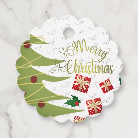 Étiquettes Cadeau de año nuevo con regalos (Devant)