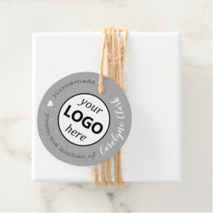 Étiquettes Cadeau De la cuisine de Gray Paper avec logo