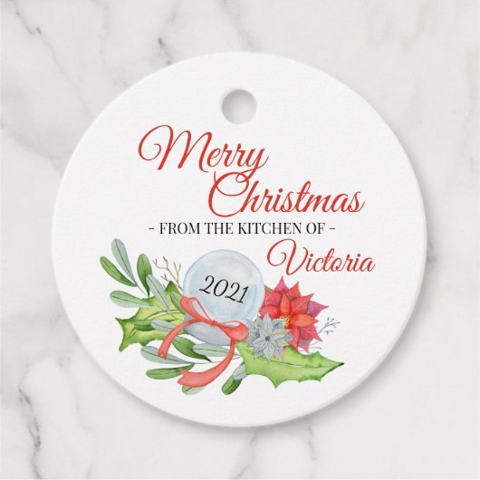 Étiquettes Cadeau De la cuisine de Joyeux Noël Classic Round (Devant)