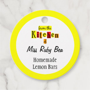Étiquettes Cadeau De la cuisine de Retro Yellow Custom Baking