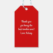 Étiquettes Cadeau de l'enseignant, Merci d'appréci (Dos)