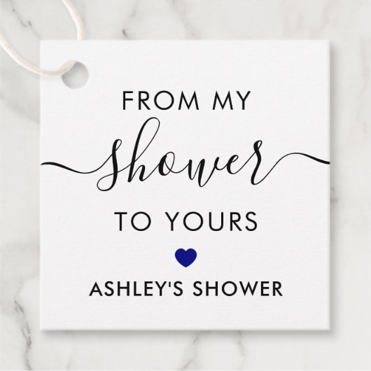 Étiquettes Cadeau De Ma Douche À La Vôtre, Cérémonie De Mariage Bleu (Devant)