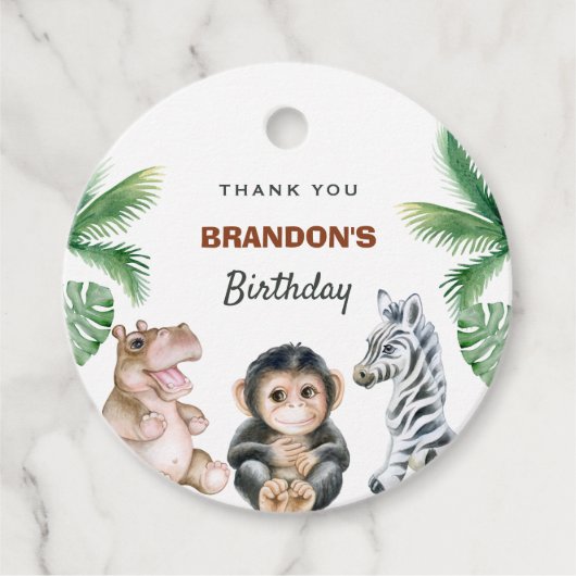 Étiquettes Cadeau De mignons animaux de bébé safari (Devant)