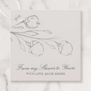 Étiquettes Cadeau De mon élégant gris floral douche de mariage