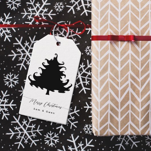 Étiquettes cadeau de Noël Black Tree