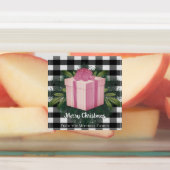 Étiquettes Cadeau de Noël Plaid Buffalo | Vacances roses (Apposé)