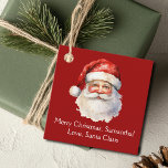 Étiquettes Cadeau De Santa Claus Custom Red Kids Christmas Party<br><div class="desc">Customisez ces nostalgiques du parti du Père Noël rouge faveur tags avec votre propre texte personnalisé avec votre nom d'enfant en script blanc. Ce magnifique dessin à l'ancienne de Père Noël, casquette rouge et barbe blanche, est l'étiquette de vacances idéale pour les cadeaux de vos enfants sous l'arbre le jour...</div>