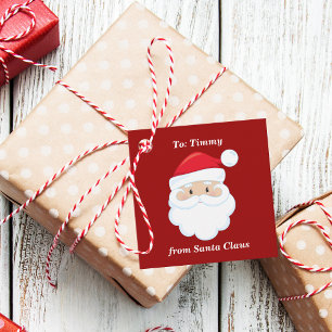 Étiquettes Cadeau De Santa Claus Cute Custom Red Kids Noël