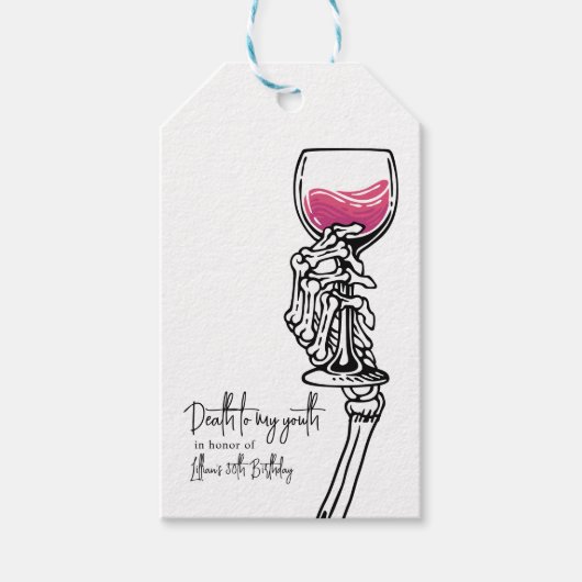 Étiquettes-cadeau Décès à mon invitation anniversaire de jeunesse (Devant)
