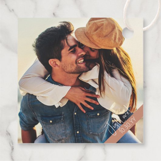 Étiquettes Cadeau Décontracté Terra Cotta Modern Mariage Photo (Dos)